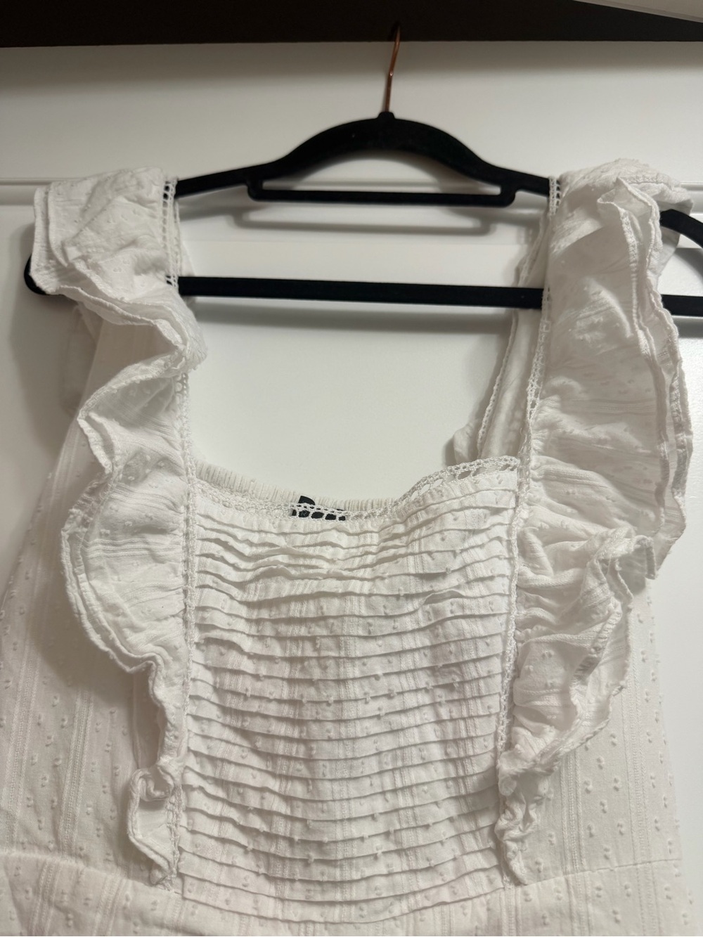 MAJORELLE White Ruffle Mini Dress XS Swiss Dot Cottagecore Revolve - Picture 4 of 9